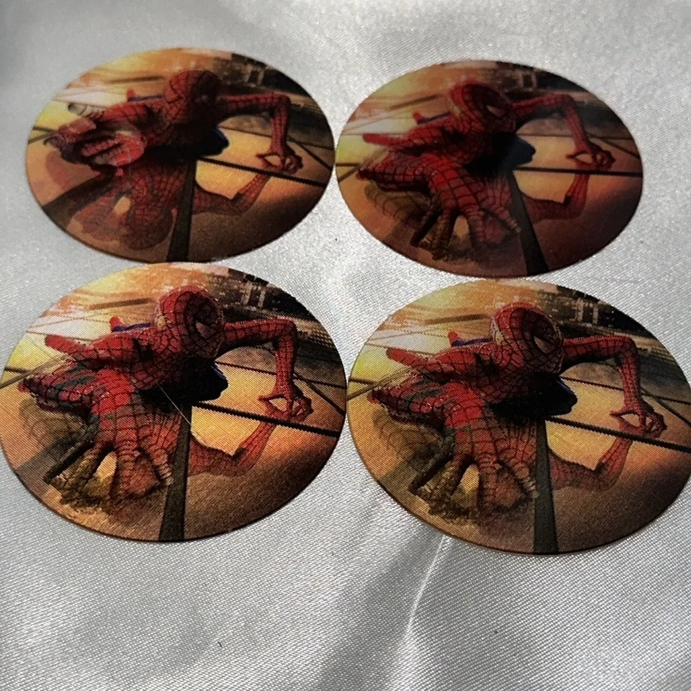 Spider-Man Holographic Disc Vintage Set of 4 Party 2002 Movie Memorabilia Sony